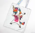 Wende-Pailletten-Einkaufstasche mit dabbing Regenbogen-Einhorn und holografischen Trägern - Dabbing Einhorn (Weiß) / Weiß