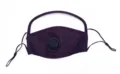 Mascarilla de algodón morada para niños con válvula y protector ocular claro - Talla única / Black valve purple