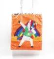 Große orangefarbene Pailletten-Einkaufstasche mit tanzendem Einhorn- und Regenbogenmuster - Dabbing Einhorn (Orange Basis) / Orange