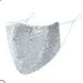 Breathable silver sequin fashion face mask for men and women, stylish glitter cover - One Size / Silver Gray Base