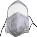 Mascarilla de algodón gris con protector ocular transparente integrado y correas ajustables - Without breather valve light gray