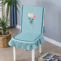 Modern one-piece quilted chair cover featuring an embroidered tulip floral pattern design - One Size / Tulip Integrated Green