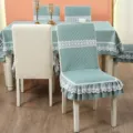 Sage green quilted dining chair cover with elegant white lace trim - Note: 130x180cm Rectangular Tablecloth / Romantic Encounter - Green
