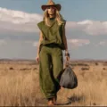 Completo a due pezzi in finto camoscio verde oliva stile western con pantaloni - 3XL / Verde militare