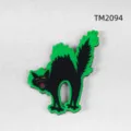 Spooky Halloween black cat wooden fridge magnet with vibrant green fluorescent outline - Black Cat