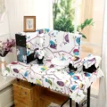 Komplettes Computer-Staubschutz-Set mit buntem Eulen-Muster für Monitor und Schreibtisch - 17-22 Zoll 2-teiliges Set / Märchenlila