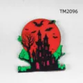 Spooky Halloween haunted house magnet with red moon and bats for fridge decoration - Returning Home