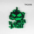 Fluorescent green Halloween pumpkin fridge magnet with Halloween Night text - Green Phantom Quartz