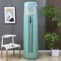 Macro view of light green mesh air conditioner cover featuring delicate pink floral embroidery - Universal Air Conditioner Cover (Height 170cm) / Lotus Green Non-Removal AC Cover