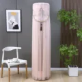 Elegant pink cylindrical air conditioner dust cover with floral embroidery detail - Universal Air Conditioner Cover (Height 170cm) / Lotus Pink Non-Removal AC Cover