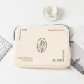 Minimalist beige laptop sleeve with elegant embroidery for 11-15 inch iPad and Macbook - 11" / Ivory