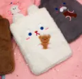Group of cute plush iPad sleeves with embroidered animal faces in various colors. - 9.7/10.5/11 Inch / White