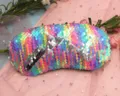 Maschera per dormire a sirena con paillettes reversibili colorate per viaggi e relax - Arcobaleno / Argento Arcobaleno