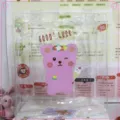 Borsa tote trasparente in PVC con orsetto rosa cartoon e scritta Good Luck - Orso Rosa Singolo