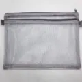 Bolsa de malla transparente gris A4 con doble cremallera para papelería - Gris Doble Capa