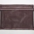 Bolsa de malla A4 simple marrón oscuro con cremallera para documentos y papelería - Café Doble Capa