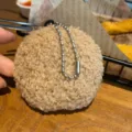 Cute brown plush cookie keychain charm with silver metal bead chain for backpacks - Charm / Light Coffee (Digestive Style)