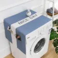 Modern blue grid washing machine dust cover featuring NICE DAY typography and side pockets - Simple Grey Plaid / 70*180cm Refrigerator Cover