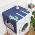 Navy blue washing machine dust cover featuring a cute cactus pattern and side storage pocket - Blue Cactus / 70*180cm Refrigerator Cover