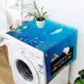 Blue underwater world theme washing machine dust cover with convenient side pocket - Undersea World
