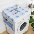 Blue plaid washing machine dust cover featuring decorative text and side storage pocket - Creative Blue Plaid