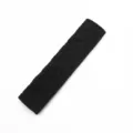 Detailed view of a premium black quilted plush car seat belt shoulder pad cover - Black