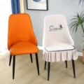 Coprisedia trapuntato universale con volant e ricamo per sedie da pranzo curve di casa - 1 fodera per sedia / Fodera per Poltrona Mezzo Bracciolo Beige Farfalla Sweetheart