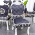 Housses de chaise en velours gris avec dentelle élégante et motifs en losanges matelassés. - Gris foncé velours de style européen