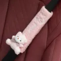 Funda de felpa rosa para cinturón de seguridad con adorno de oso de peluche 3D - Oso Rosa