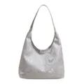 Bolso de hombro plateado con bordado de mariposas y diseño estilo chino - Mariposa Plateada