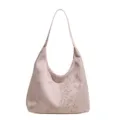 Sac cabas rose de style chinois avec broderies de bambou et de papillons - Feuille de Bambou Rose