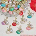 Mixed enamel shell and starfish charms with pearl for DIY jewelry making - Multicolor