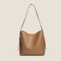 Bolso de hombro tipo cubo marrón de gran capacidad para mujer diseño minimalista - Marrón