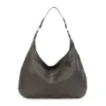 Bolso hobo grande de cuero encerado impermeable en marrón oscuro para mujer - Gris