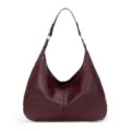 Bolso hobo grande de piel de cera de aceite burdeos para mujer con diseño vintage - Burdeos
