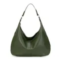 Bolso tote grande de cuero encerado verde oscuro de estilo retro para el día a día - Verde Oscuro