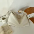 Borsa a spalla hobo minimalista bianco crema grande capacità per donna stile quotidiano - Bianco