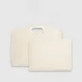 Elegante set di custodie per laptop da 16 pollici in pelle color crema con manico in metallo - Bianco avorio