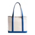 Large canvas tote bag with blue straps and reinforced base for daily use - Blue