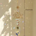 Acchiappasole in cristallo di loto decorazione da 37cm con riflessi di luce arcobaleno - Loto in maglia dorata / Oro