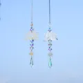 Acchiappasole a forma di loto in metallo con prismi di cristallo K9 per decorazione da giardino - 40cm Argento
