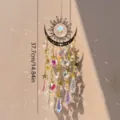 Acchiappasole in cristallo luna e sole oro decorazione giardino prisma arcobaleno - Luna di fuoco con stelle dorate