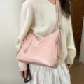 Retro soft pink leather large capacity tote bag for women commuting - Single Bag / Pink
