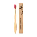 Eco-friendly bamboo toothbrush with pink wavy soft bristles and biodegradable paper box. - 1 Piece / Pink
