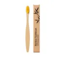 Brosse à dents en bambou écologique avec poils jaunes et emballage en papier - Jaune
