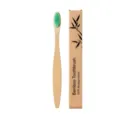 Brosse à dents en bambou écologique avec poils verts et emballage biodégradable. - Vert