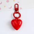 Red candy-colored heart keychain in resin with matching metal clasp for bags and keys - Large Red