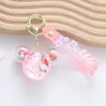 Cute pink bubble liquid quicksand keychain with colorful beads and soft silicone strap - Mickey Style / Pink