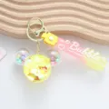 Cute Mickey-shaped liquid quicksand keychain with a pink and yellow gradient strap - Mickey Style / Yellow