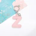 Rosa PU-Leder Schlüsselanhänger Buchstabe Z mit silbernem Herzanhänger und Metallring - Buchstabe Z
